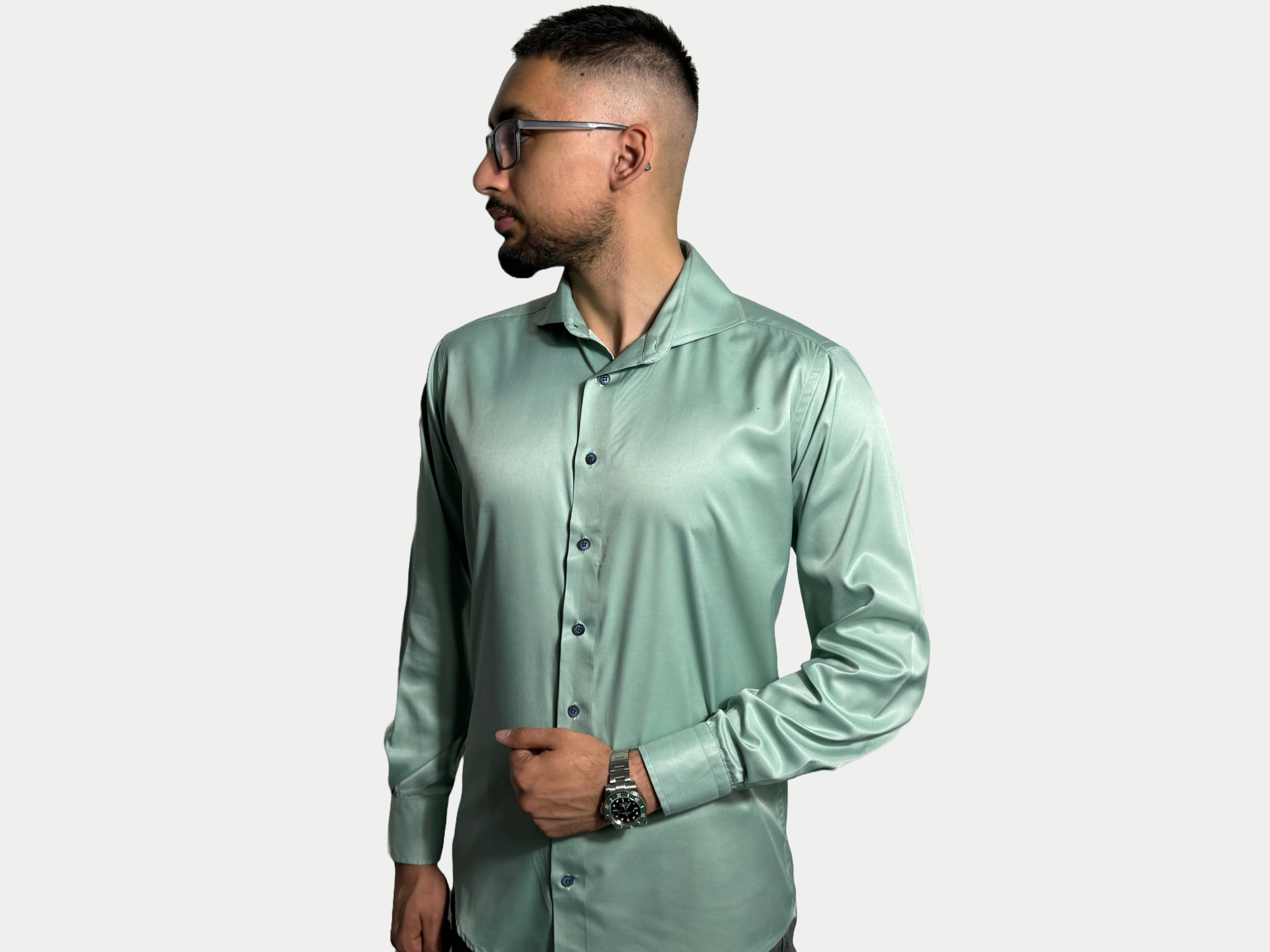 SHIRT - SILK LIGHT GREEN
