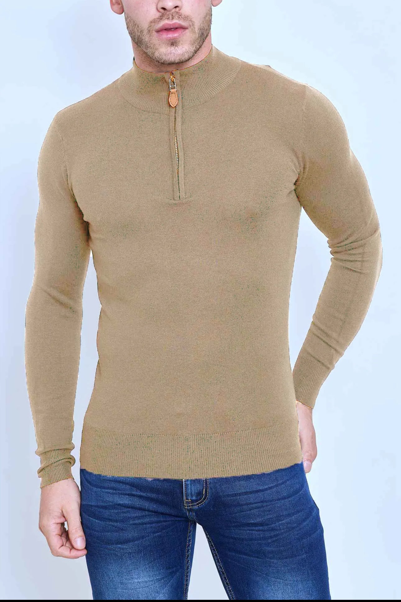 Azimi Fashion Harbor Half-Zip Taupe