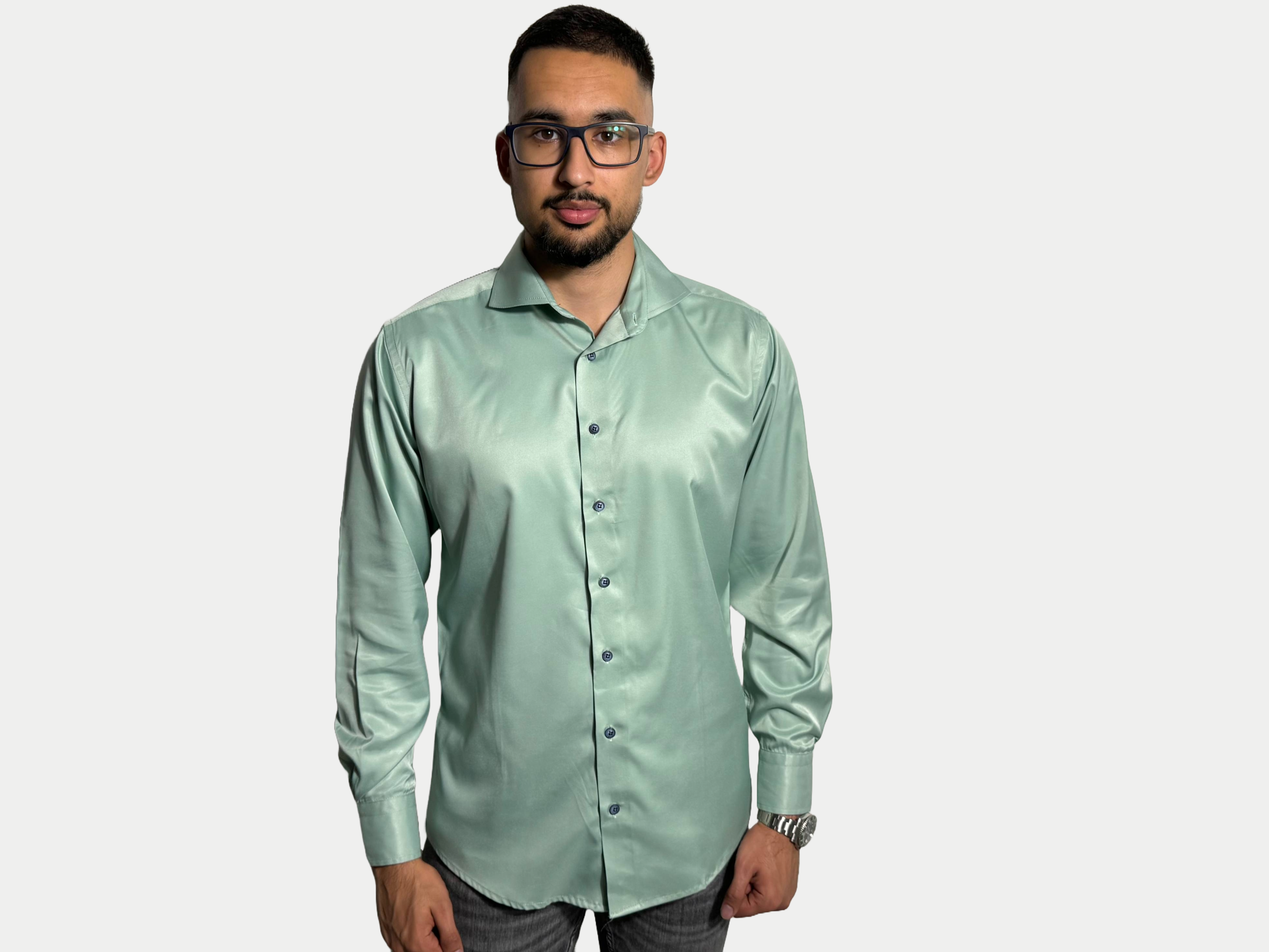 Azimi Fashion Shirt Silk Light Green