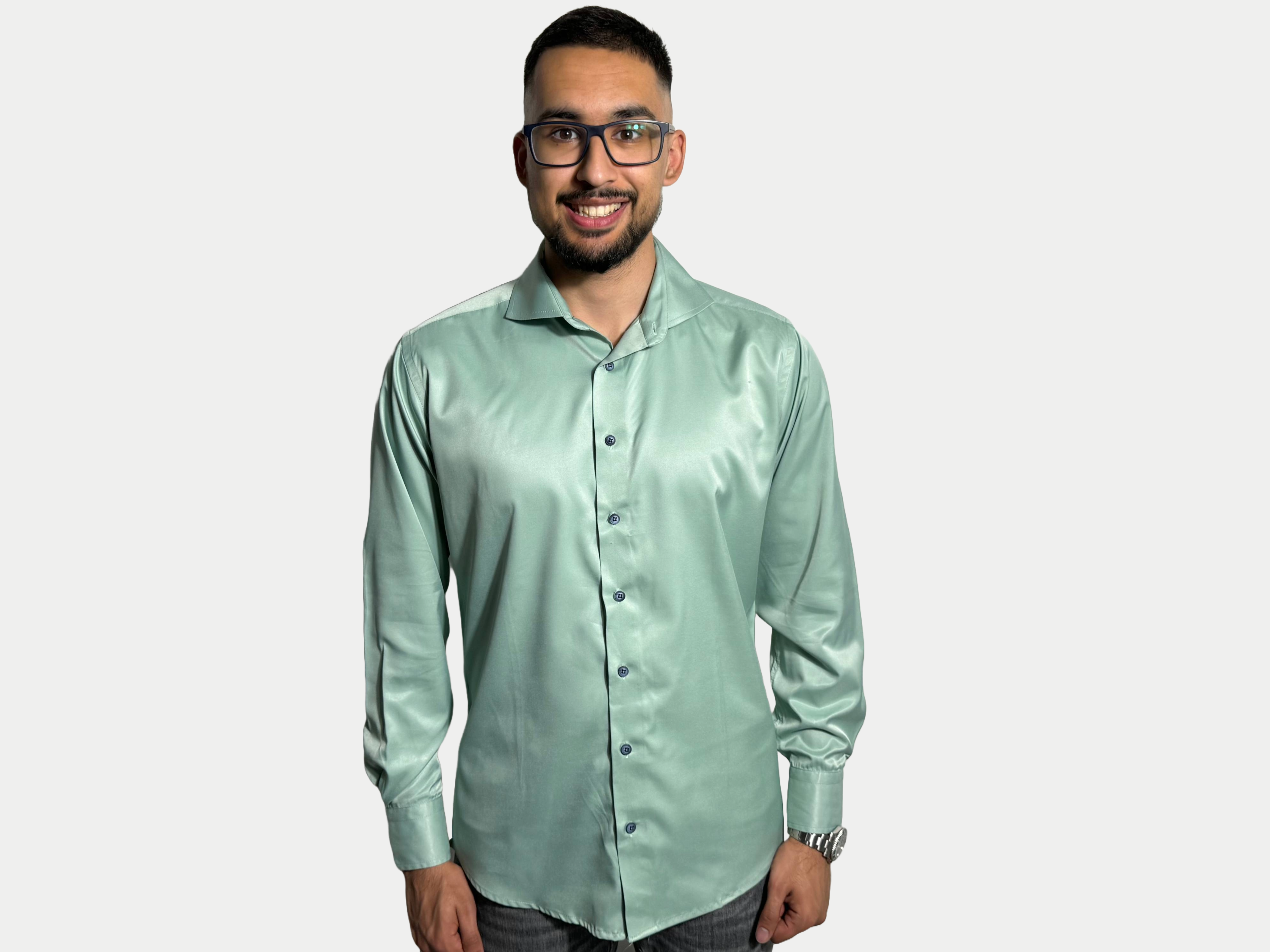 Azimi Fashion Shirt Silk Light Green