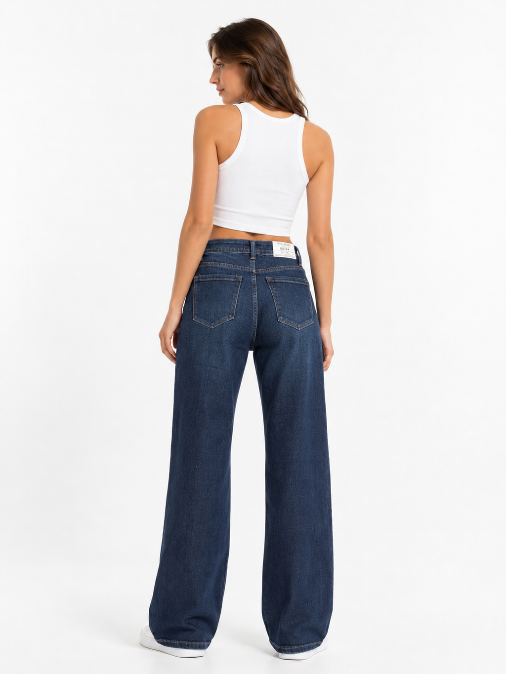 High Waist Loose Jeans - Donker Blauw