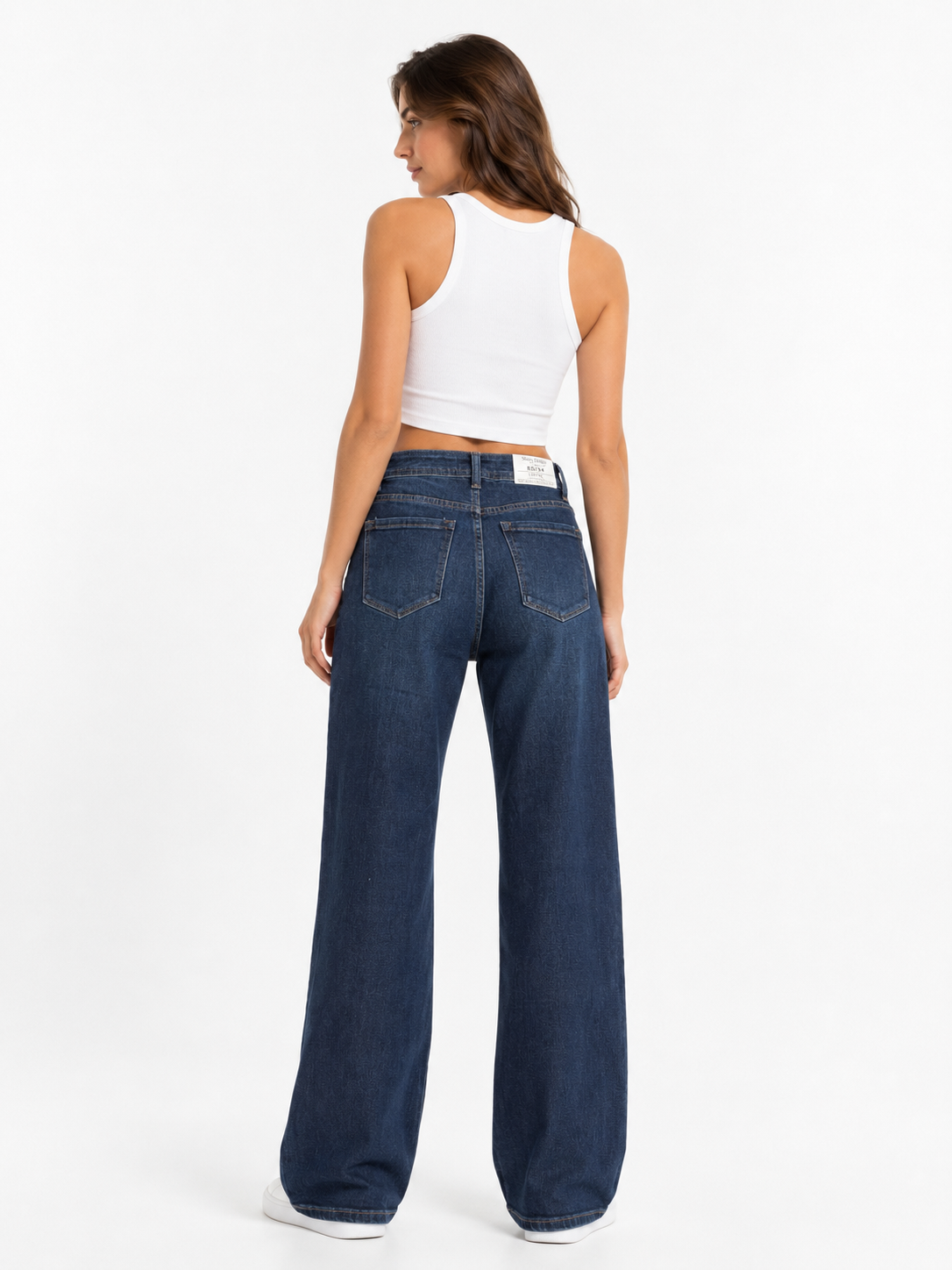 High Waist Loose Jeans - Donker Blauw