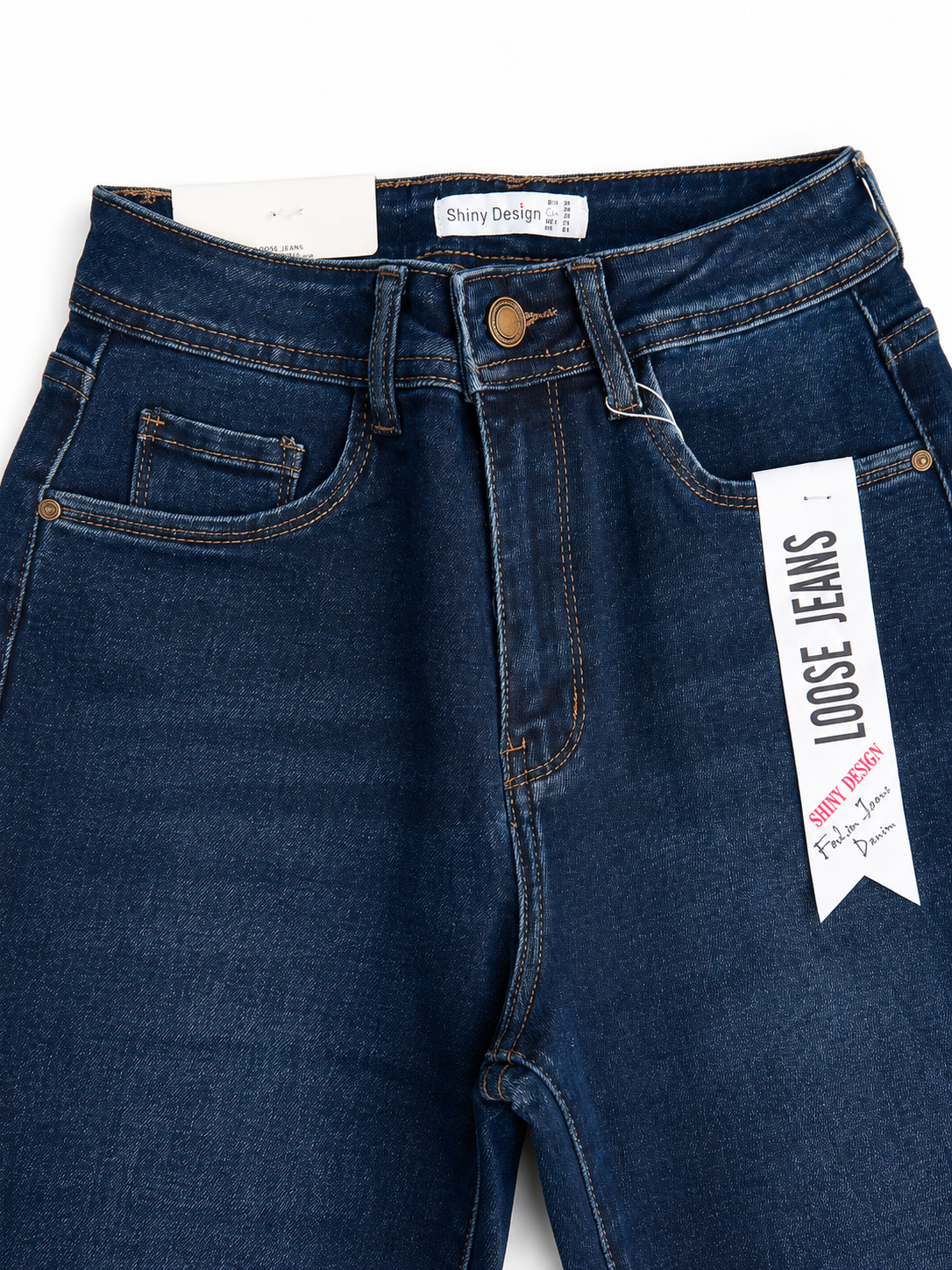 High Waist Loose Jeans - Donker Blauw
