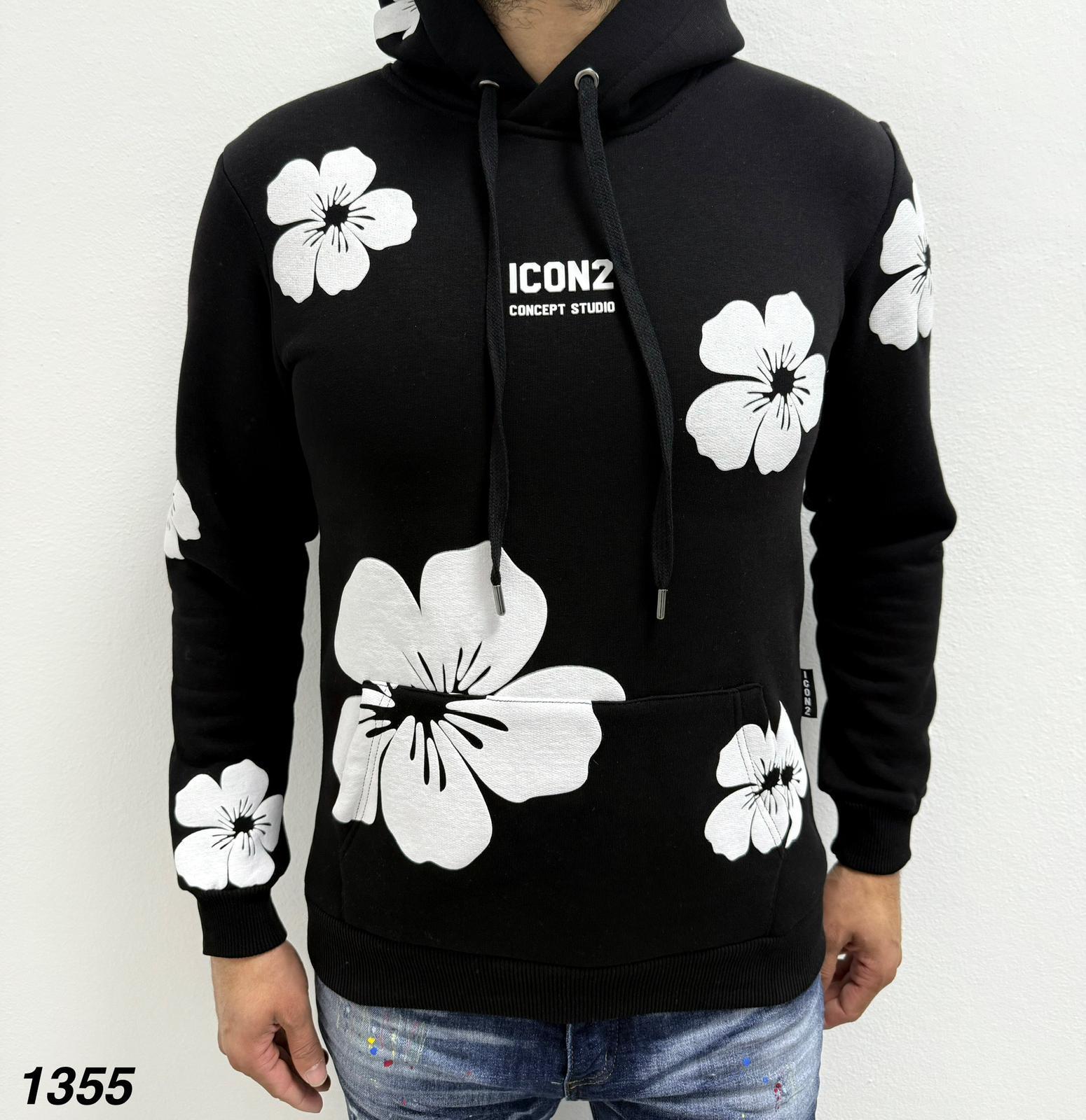 DE ICON FLOWERHOODIE - ZWART