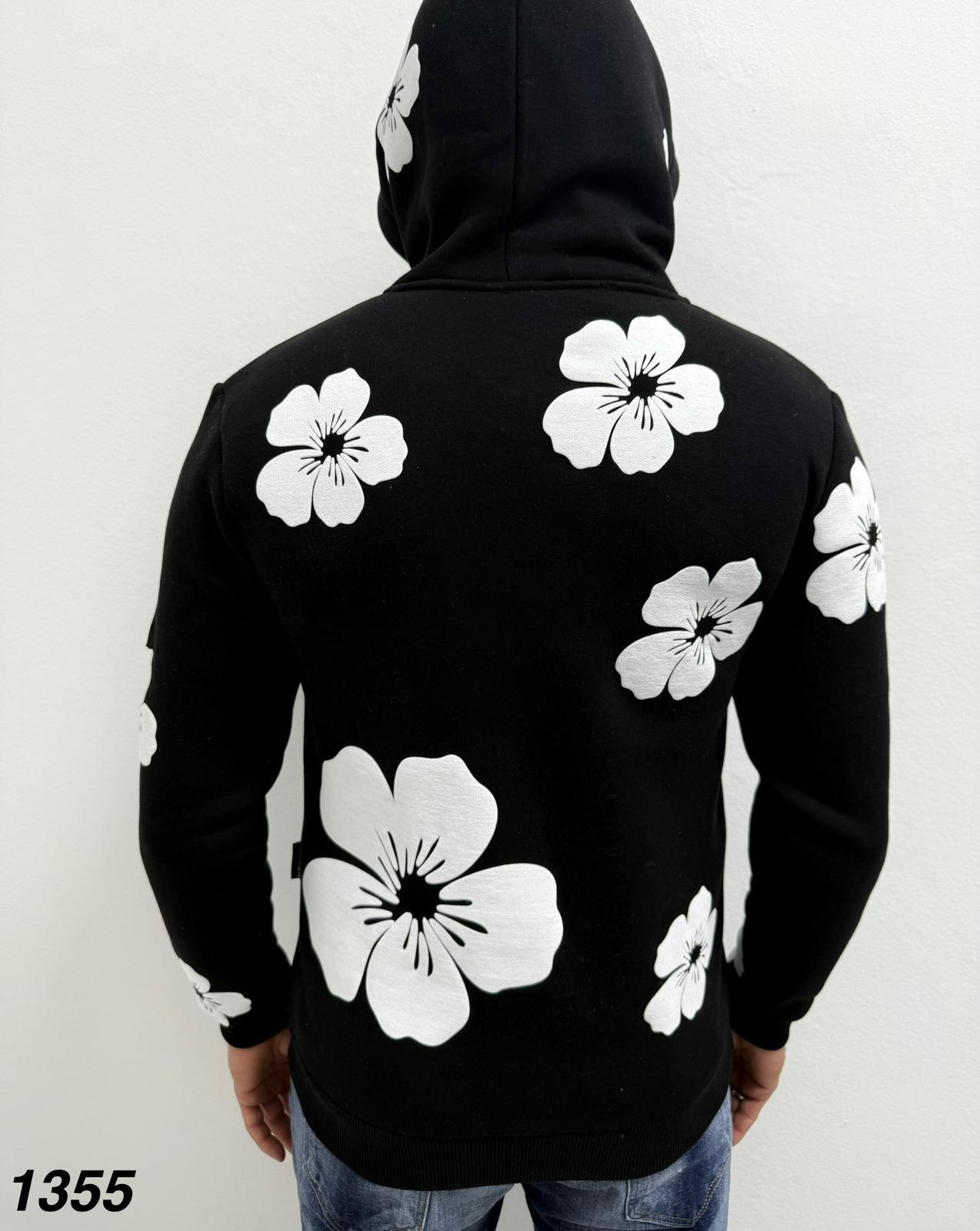 DE ICON FLOWERHOODIE - ZWART