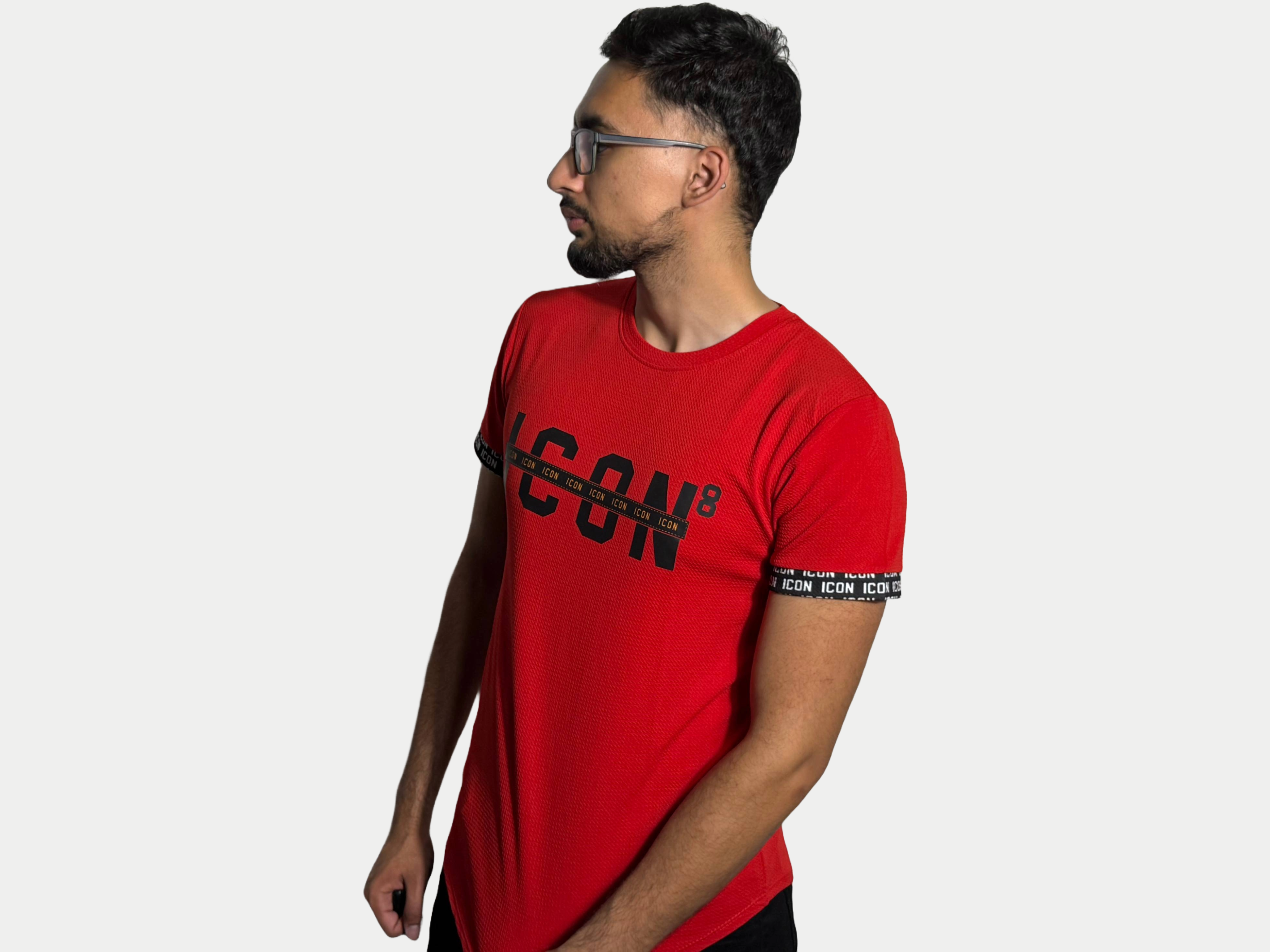 Icon striped T- shirt Red AzimiFashion