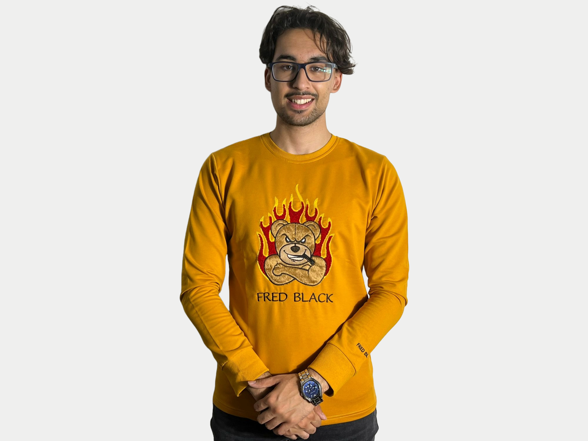 Fred Black Bear Sweater Yellow