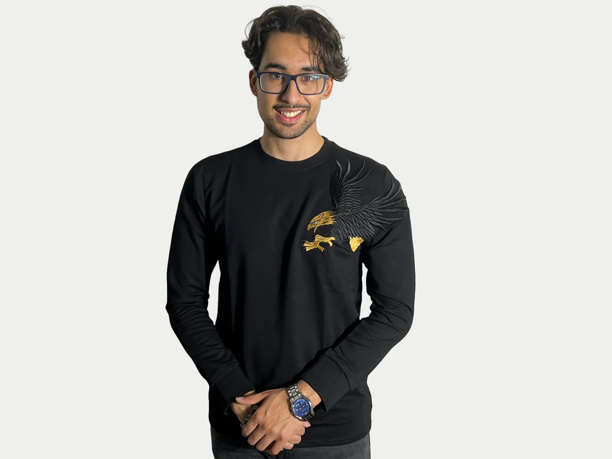 Azimi Fashion Sweater Eagle Zwart