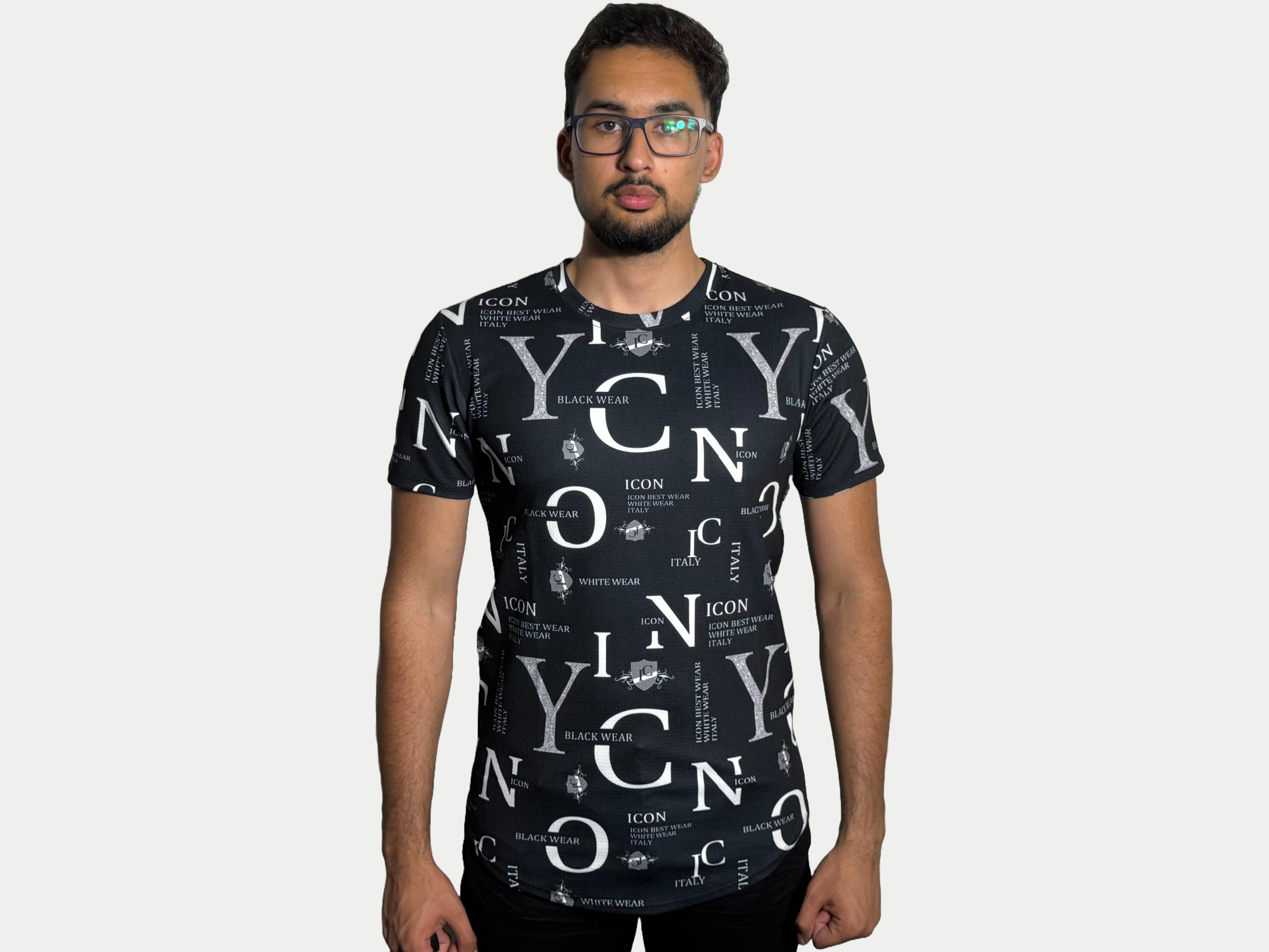 Icon T-shirt Pattern Black Azimifashion