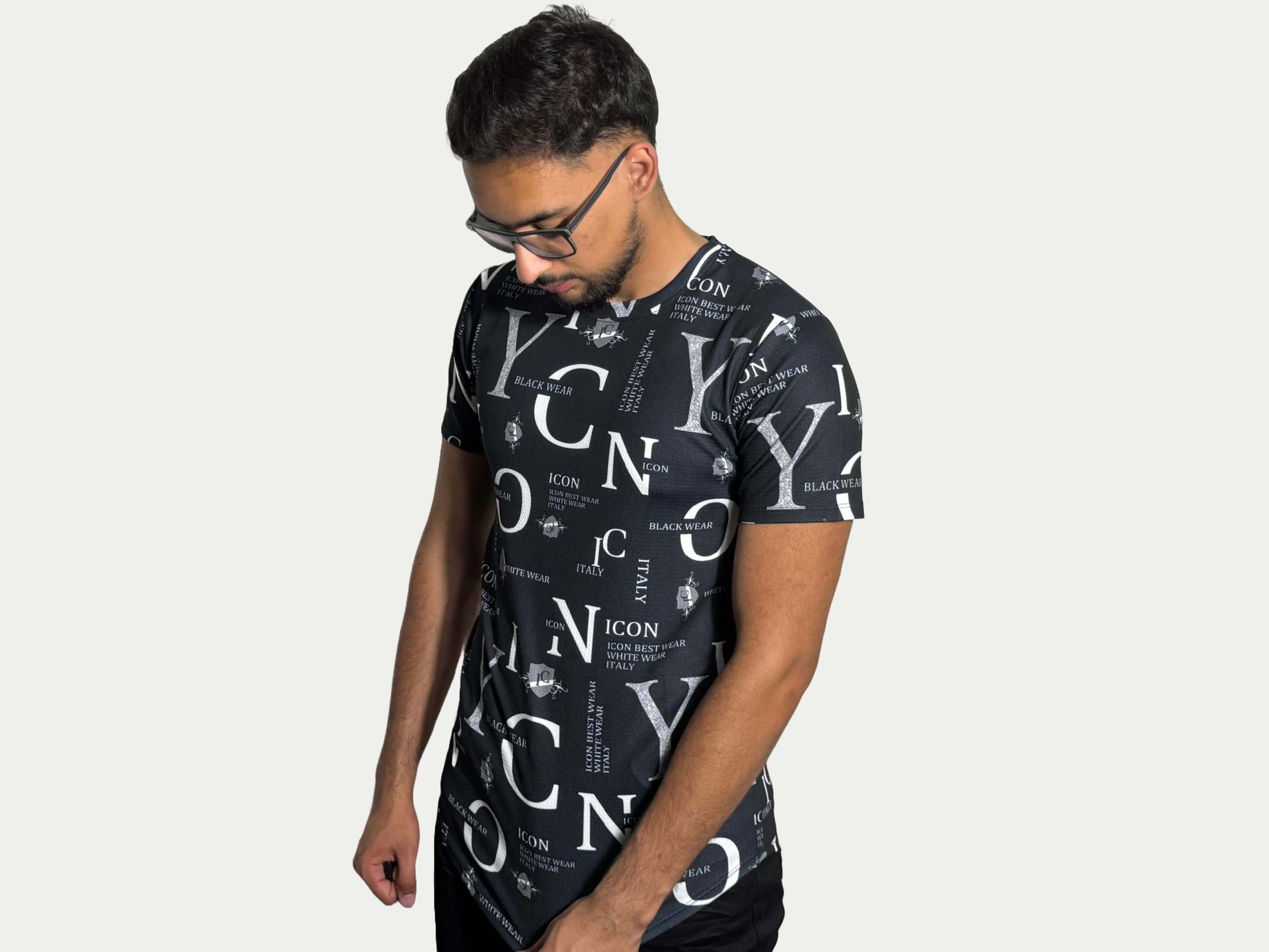 Icon T-shirt Pattern Black Azimifashion