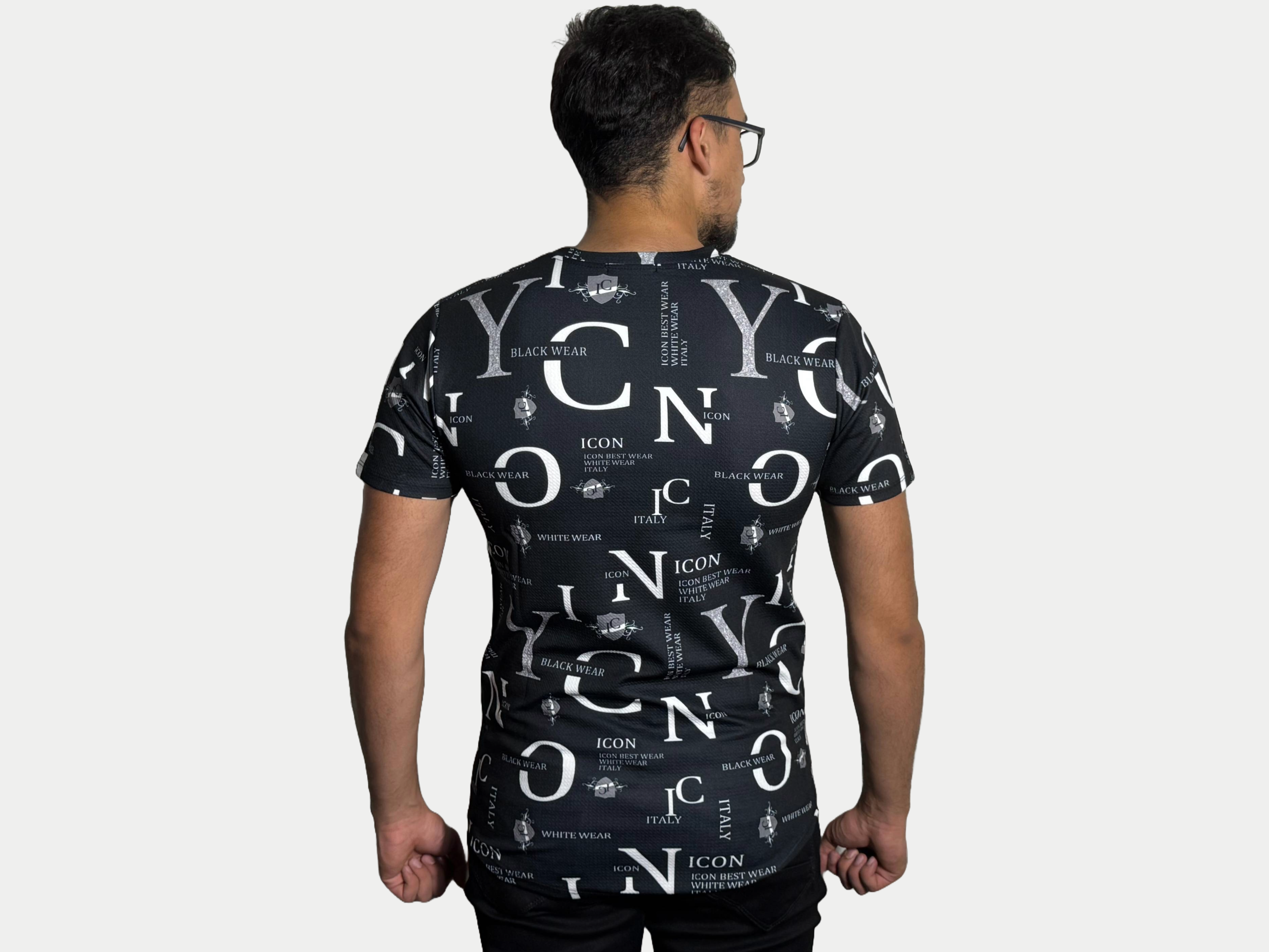 Icon T-shirt Pattern Black Azimifashion