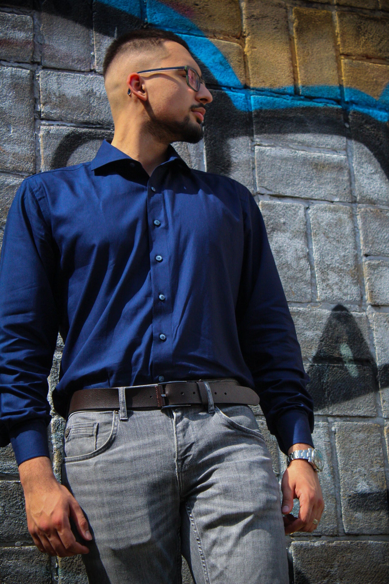 Azimi fashion Shirt Navy Blue